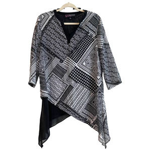 Peck & Peck Abstract, Zebra Animal Print Asymmetrical Blouse